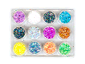 Nail Art Design Tray - set of 12 ( small Glitter)